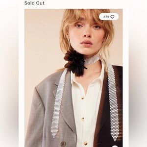 NWT Free People Royce Flower Choker In Black & Embellished Crystals